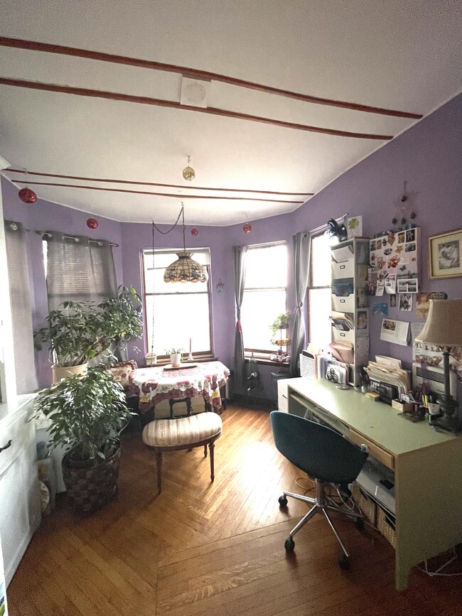 Another view on the kitchen with Victorian Antique Charming Lamp - use now as a office too - 42 Central Ave