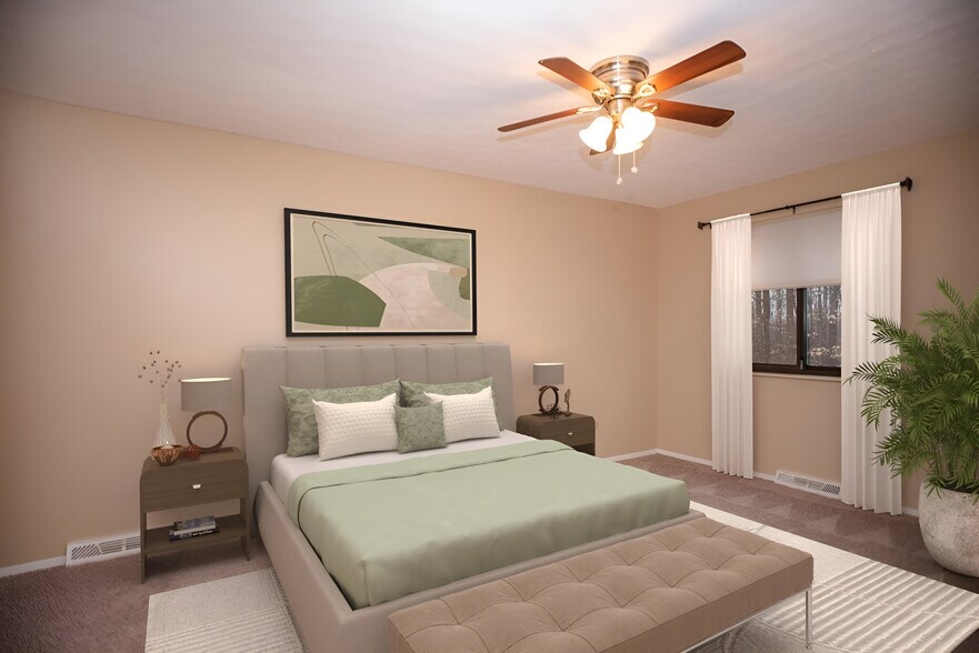 Spacious primary bedroom has a private bath and big walk in closet - 837 Tollis Pkwy