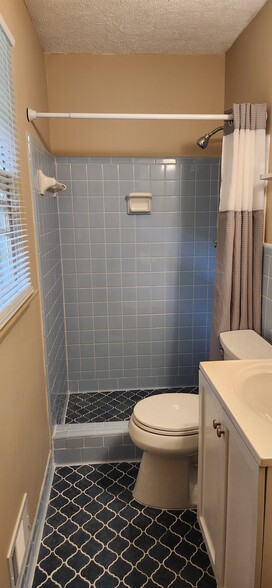 Master bathroom with vintage Moroccan tile - 5787 Lorraine Dr