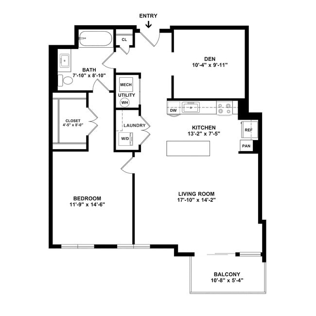 A8D Floor plan W Dimensions - Courthouse Square Apartments
