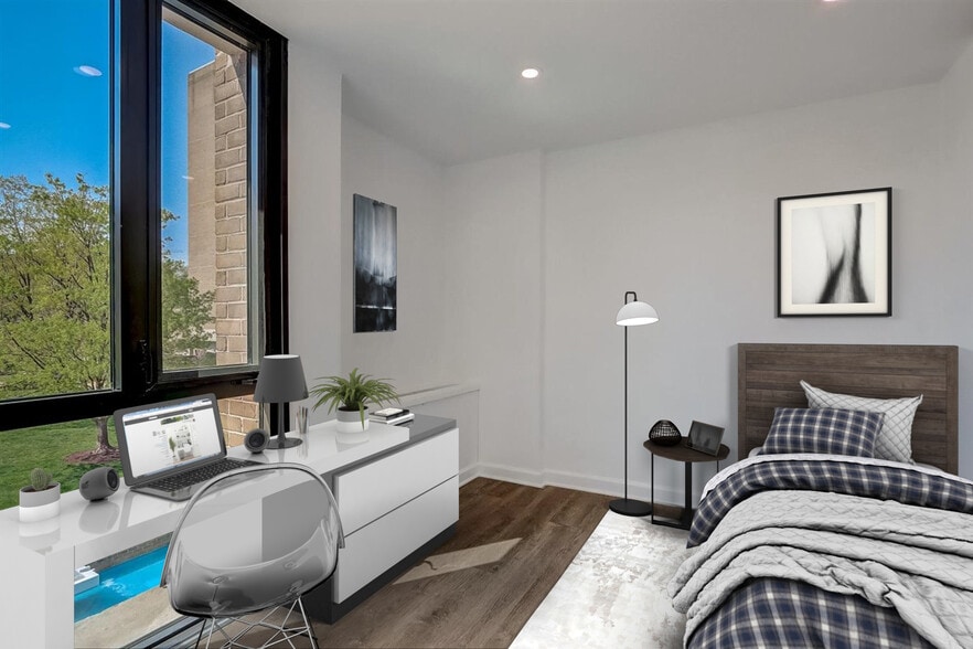 Third bedroom with window overlooking the garden and water fountain! - 240 M St SW