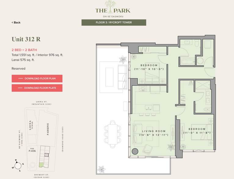 Floor layout-Largest lanai in the building! - 1500 Rycroft St