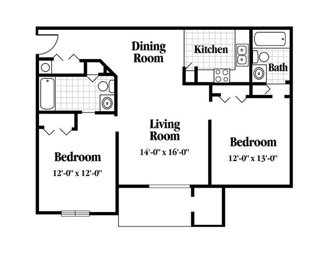 Two Bedroom, Two Bath - Kimbrook Manor