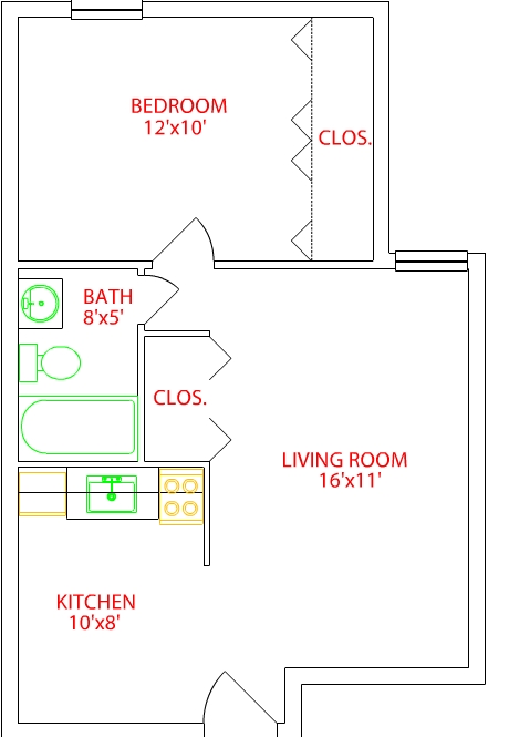 1BR/1BA - Bellevue Apartments