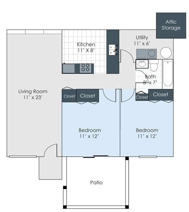 2BR/1BA - Mulberry Apts