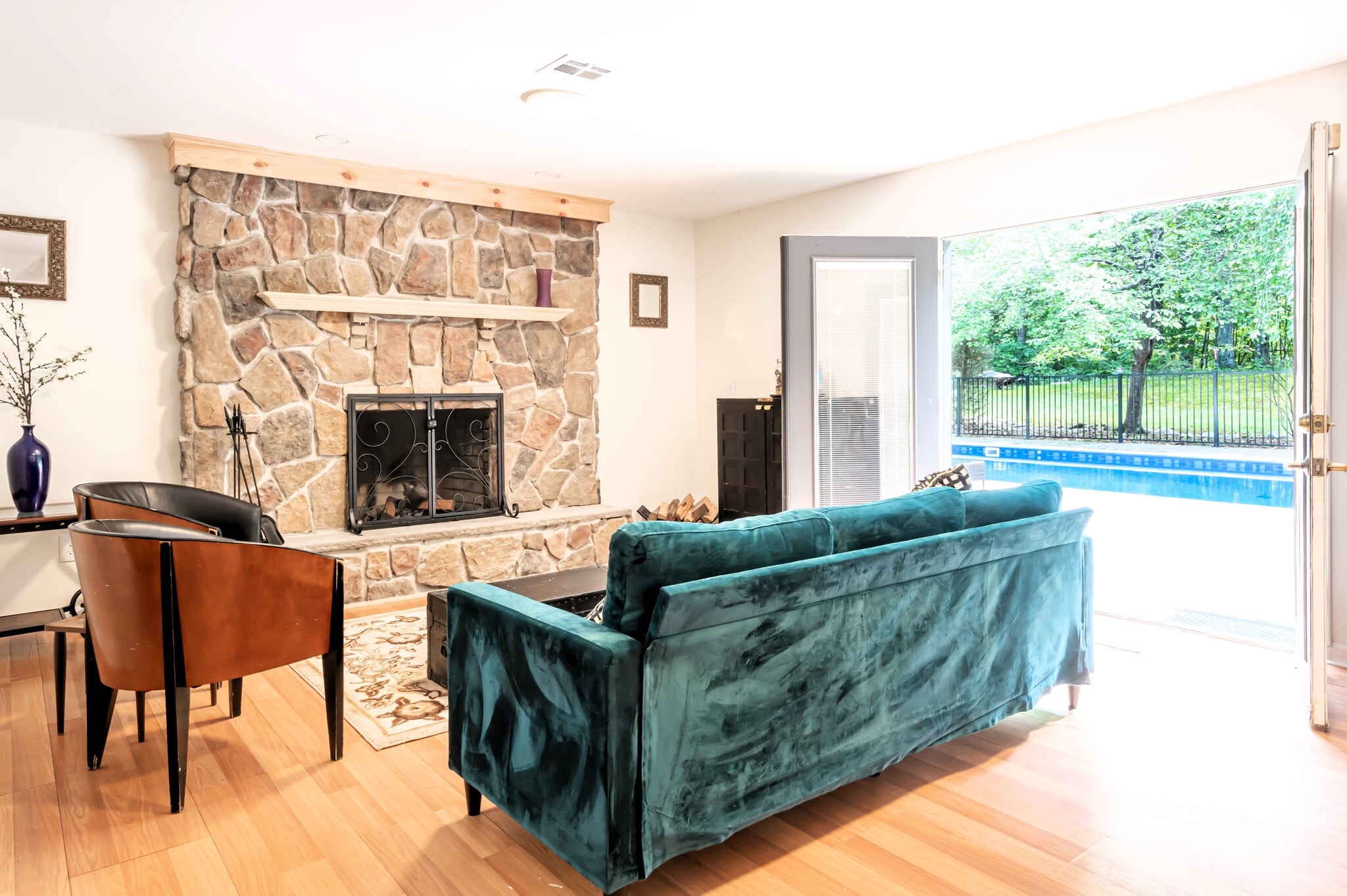 Fireplace by Pool - 5 Beaver Brook Dr