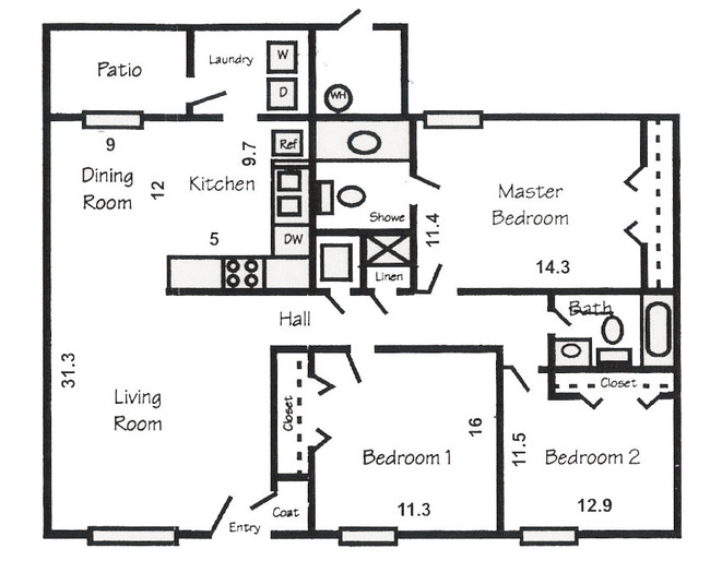 3BR/2BA - Ashley Manor Apartments