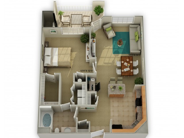 The Oakwood One Bedroom Floor Plan - Walden at Oakwood