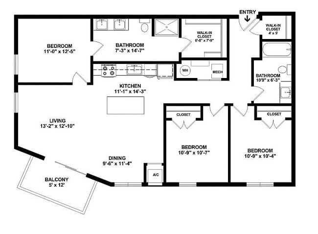 C1 Floorplan with Dimensions - Maple and Main
