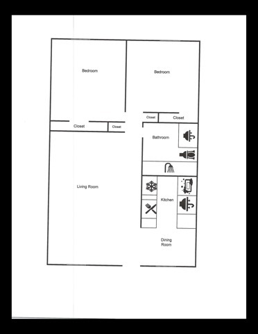 Aarons Courtyard 2 bed1bath floor plan - Club One - Aarons Courtyard