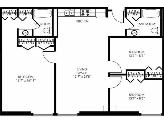 Floorplan - E Street Flats - Student Housing