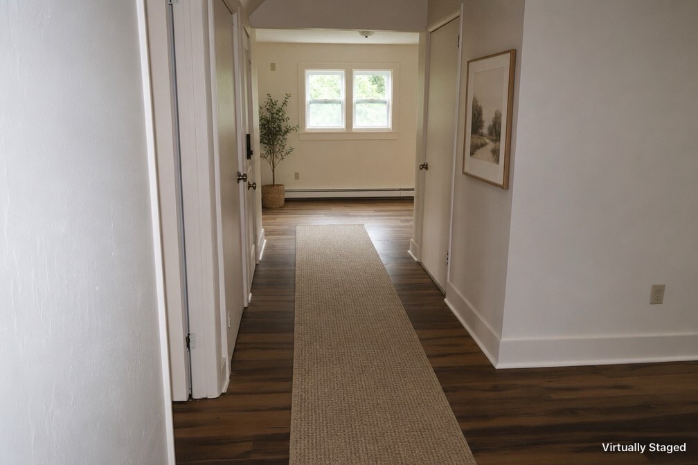Virtually staged hallway - 85 Court St