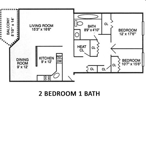 2BR/1BA - Plymouth Park Apartments