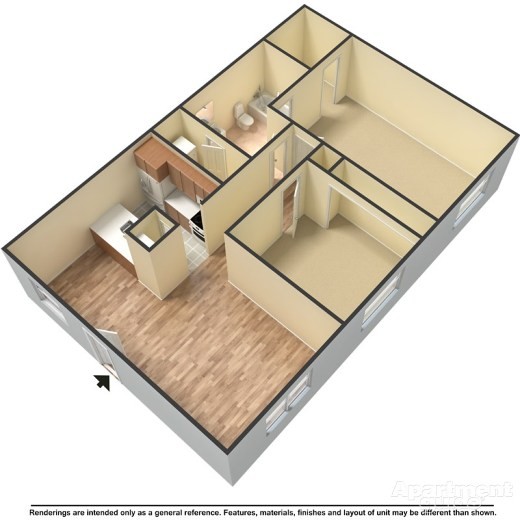 2 Bedroom Floor Plan - Crosby Square Apartments