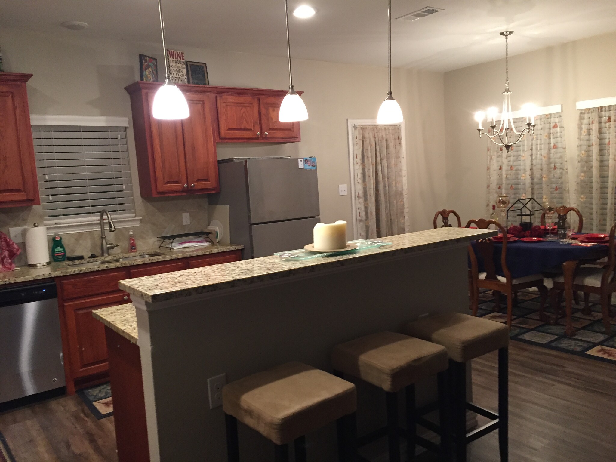 Kitchen View - with bar stool seating area - 4917 Sanger Circle