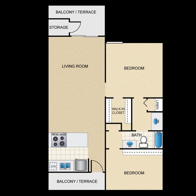 2BR/1BA - Union Park Apartments