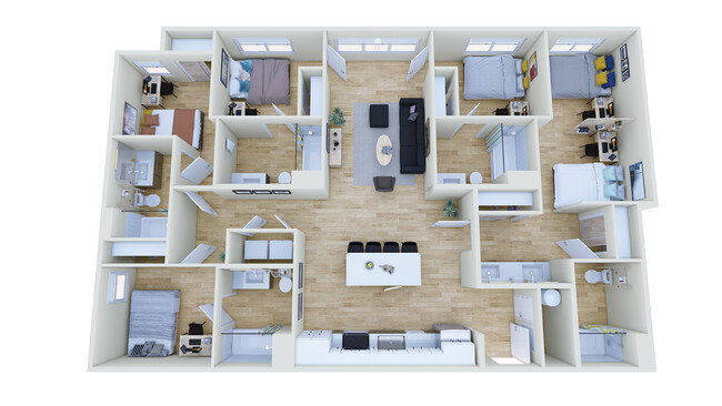 Beds A, B, C & D - Single | Bed E - Premium Double - Identity Davis Student Apartments