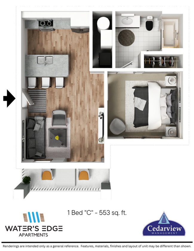 Floorplan - Waters Edge Apartments Bloomington