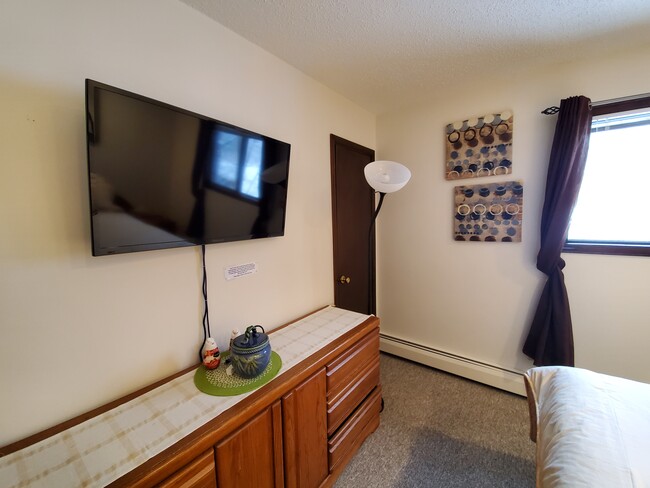 Flat screen TV in master bedroom for streaming and gaming - 19 Overbrook Dr