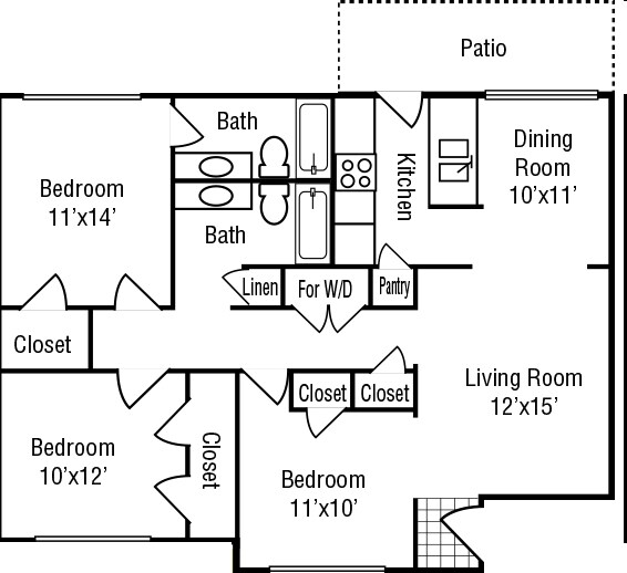3BR/2BA - Stoneriver Apartments