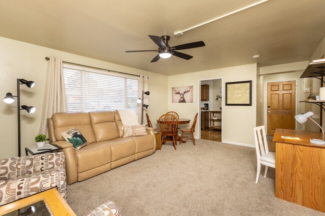 Comfy double reclining sofa, ceiling fan - 1820 Fremont Ave