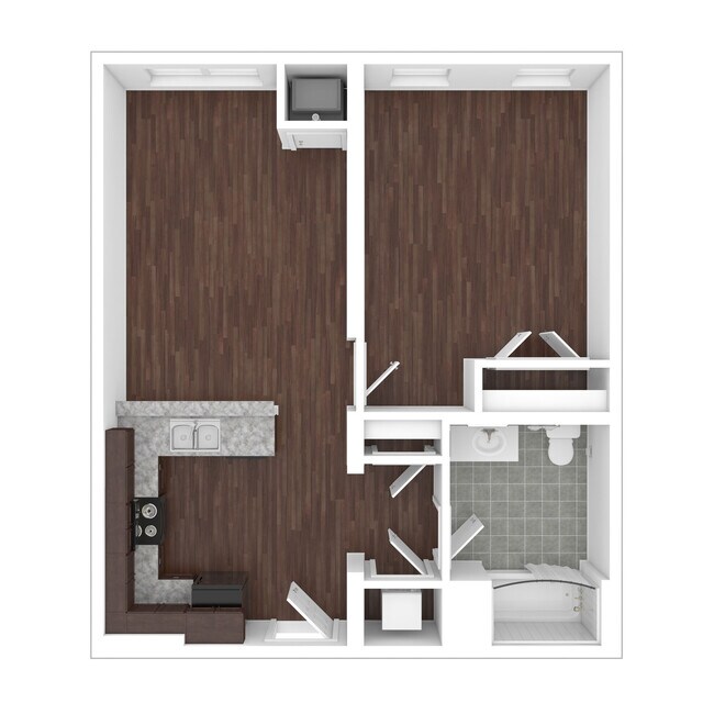 One Bedroom Floorplan 7850 East Jefferson Downtown Detroit Michigan - 7850 East Jefferson