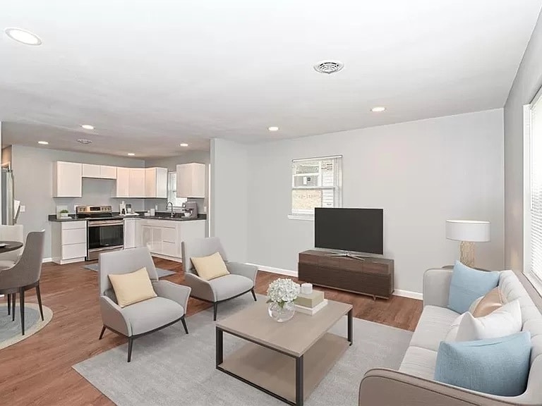 Kitchen and living room (not furnished) - 4233 Crittenden Ave