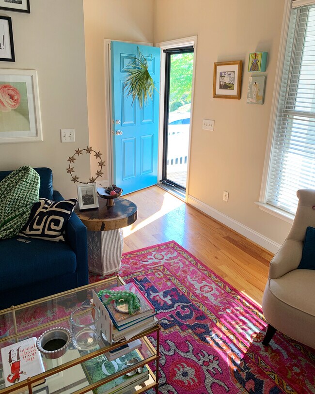 As you enter the front door looking back out. Lots of natural light and hardwood floors. - 3406 Margrave Rd