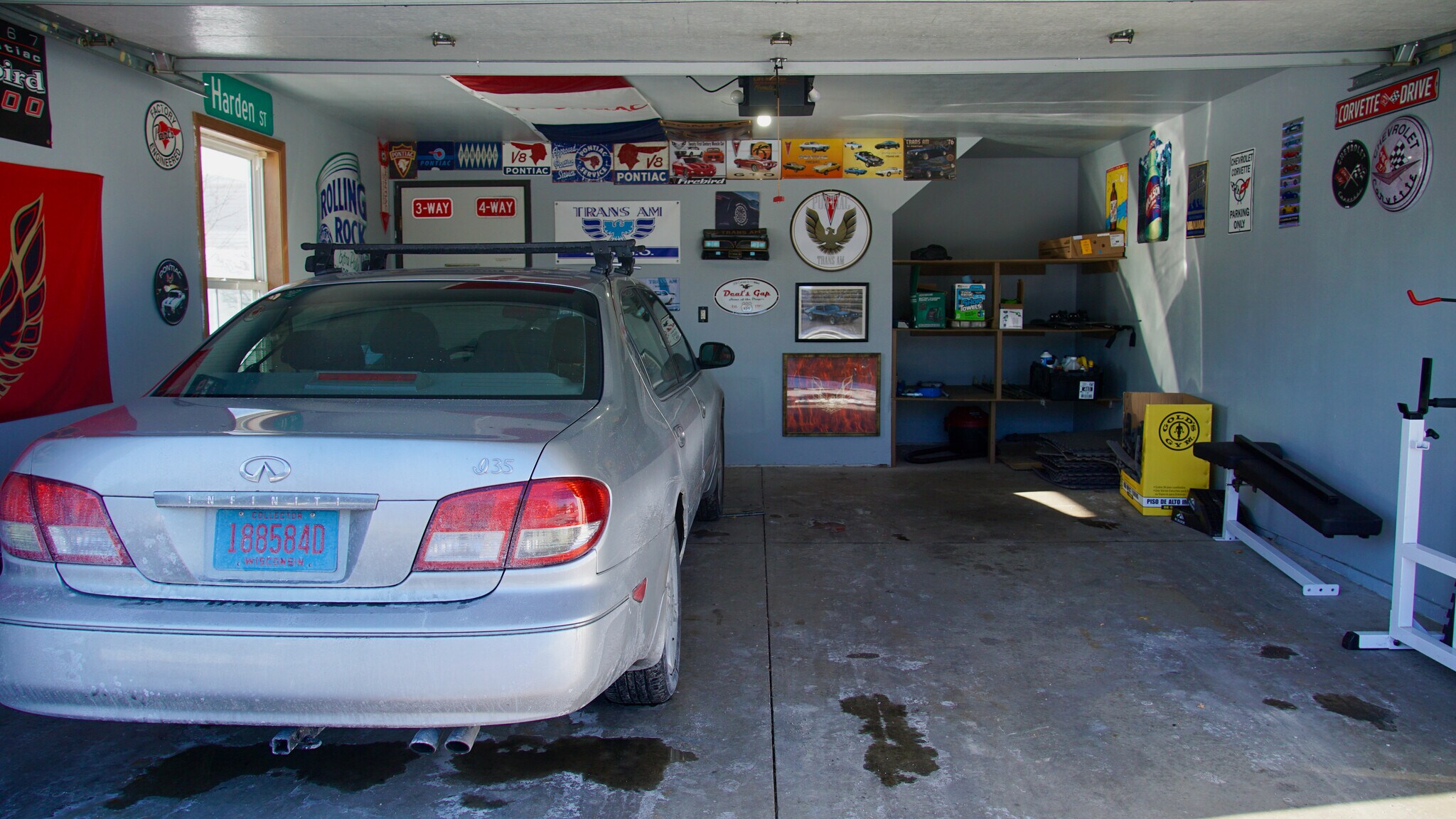 Two-car garage with built-in shelving. - 384 Minz Park Cir