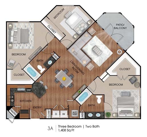 Floorplan - CREEKSIDE VUE APARTMENTS