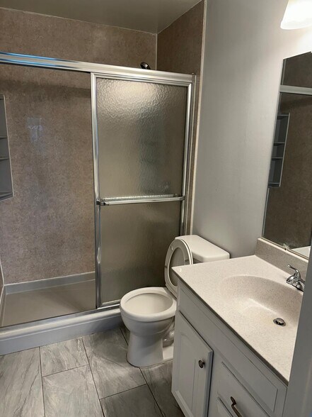 Master bathroom w/ standing shower and new toilet - 505 Ravens Crest Dr