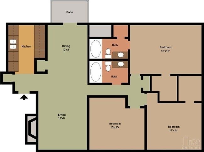3 Bedrooms X 2 Baths + Patio - Forest Glen Apartments