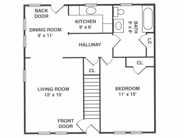 1x1 552sqft. - River Terrace Apartments