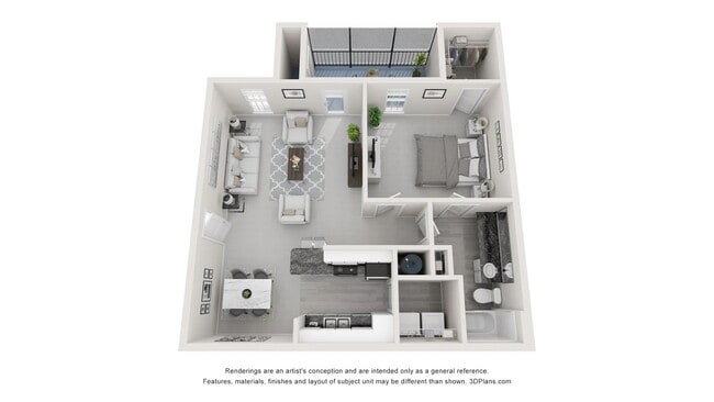 A photo of our 1x2 floor plan, The Addison. - 12th and James Luxury Apartments