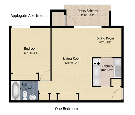 1BR/1BA - Applegate