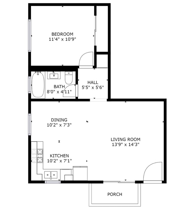 1BR Layout - Glenbrook Apartments