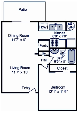 1BR/1BA - Cloverleaf Apartments & Townhomes