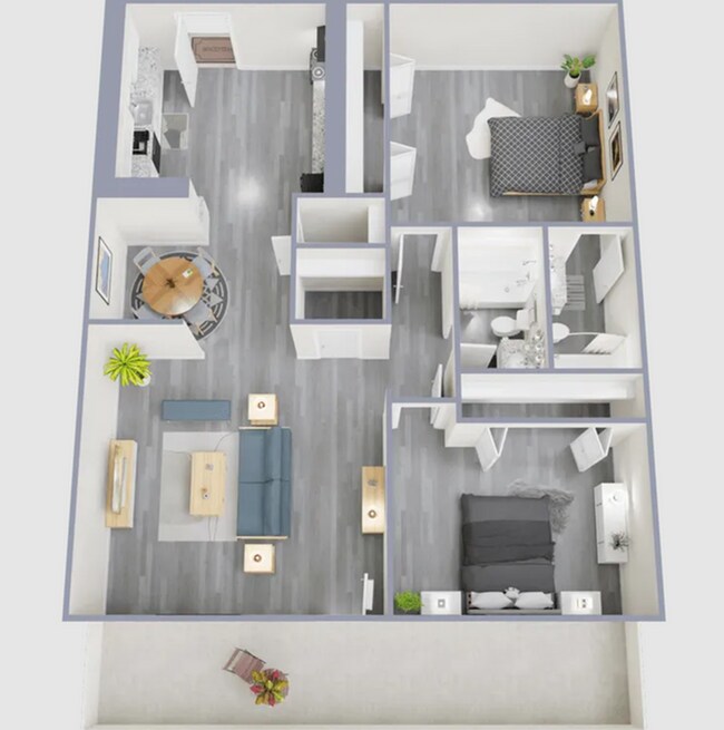 2x2 2D Floorplan - Harmony Plaza I & II Apartments