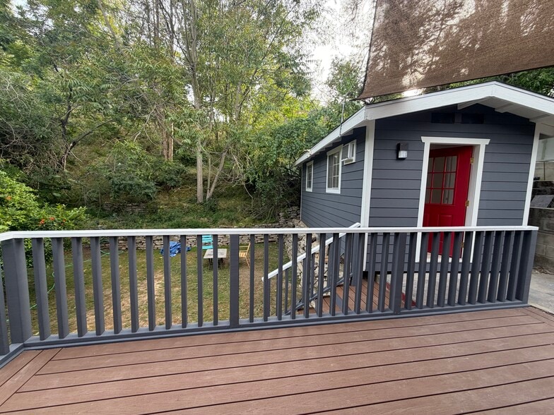 View of rear yard from Deck. Office entrance - 881 Terrace 49