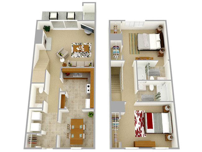 2 Bedroom / 2 Bath / 1080 Sq.Ft. - Rohoic Wood Apartments and Townhomes