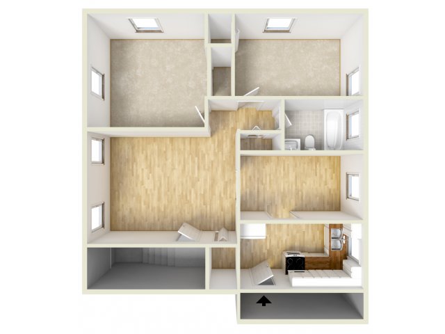 Two bedroom floor plan - Knollwood Apartments