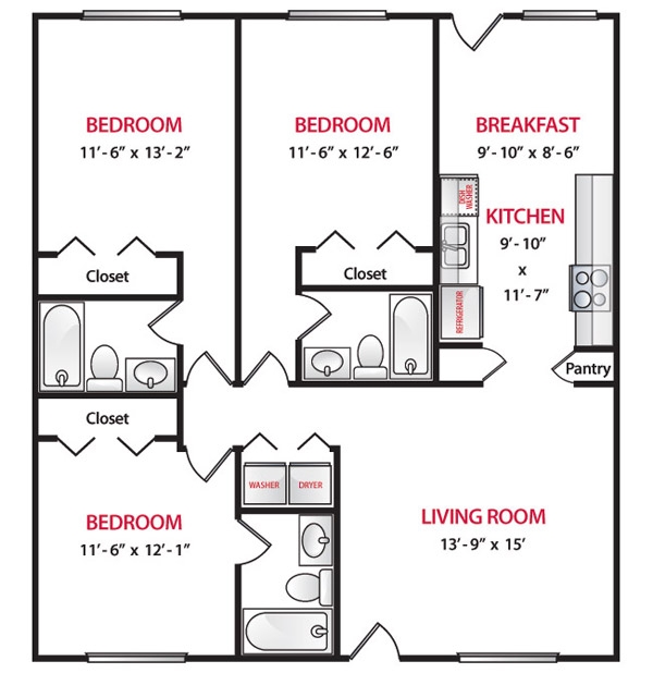 3 Bedroom Flat - Stonecrest Apartments