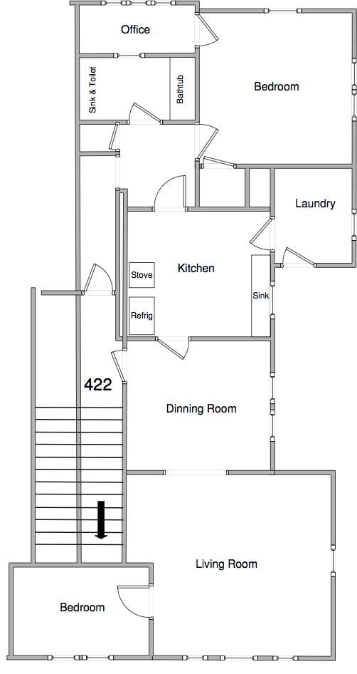 Layout - Bedrooms are the same size. - 422 Capitol St