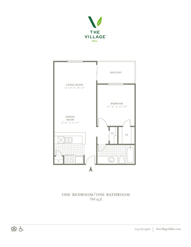 One Bedroom/One Bath - 704sf - The Village Hill