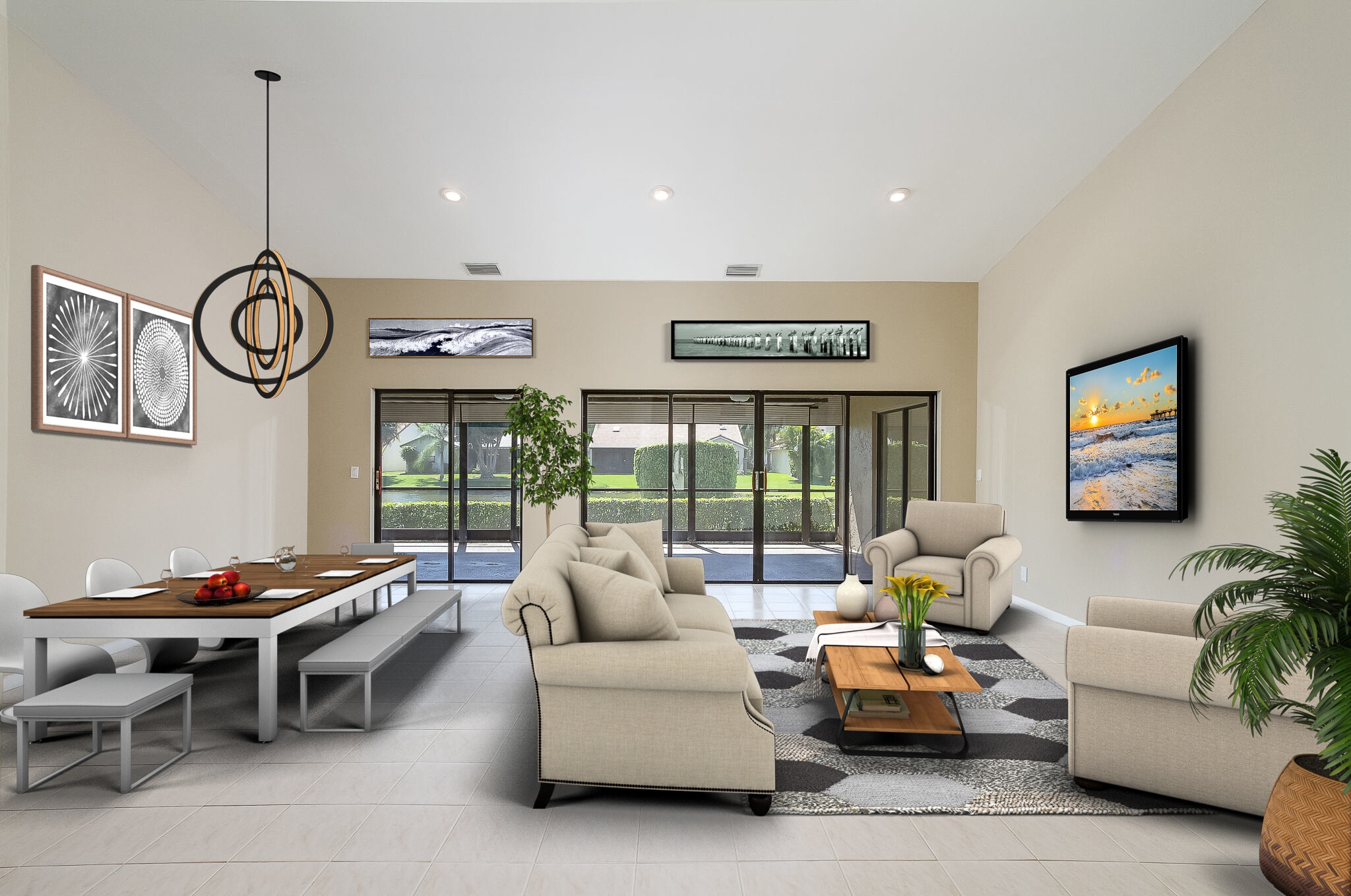 Living and dining room virtually staged - 8555 Eagle Run Dr