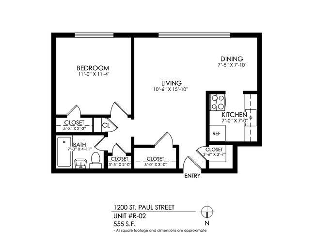 Floorplan - 1200 St. Paul St. Apartments