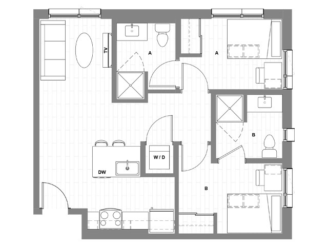 2x2 A - HERE Seattle Student Apartments