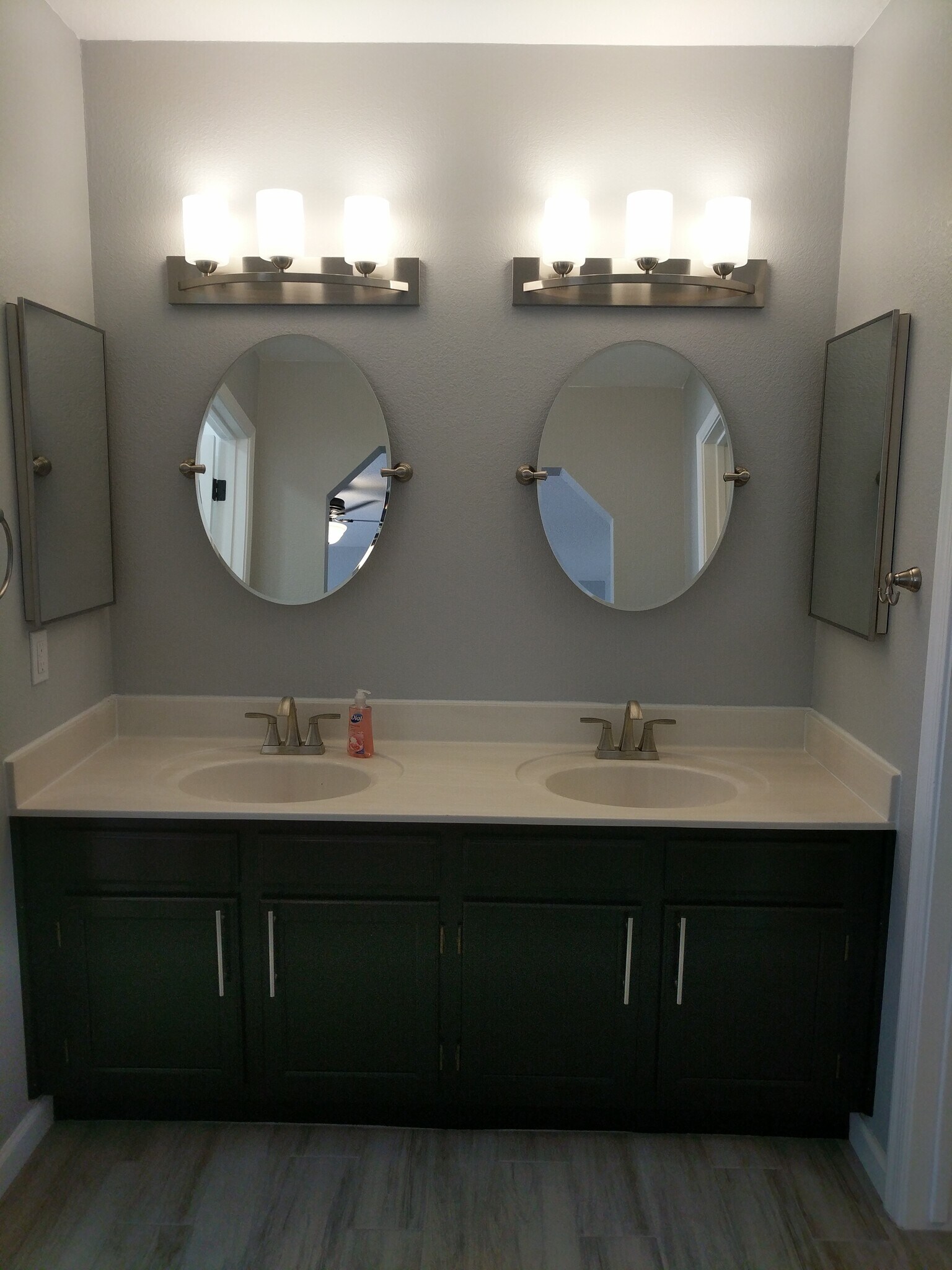 Master bdrm - Vanity and sink area. Adjustable Mirrors, Brushed nickel accents. South wall - 14101 N 78th Dr