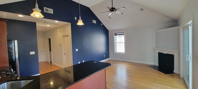 Kitchen and living room, vaulted ceilings - 46 Newport St