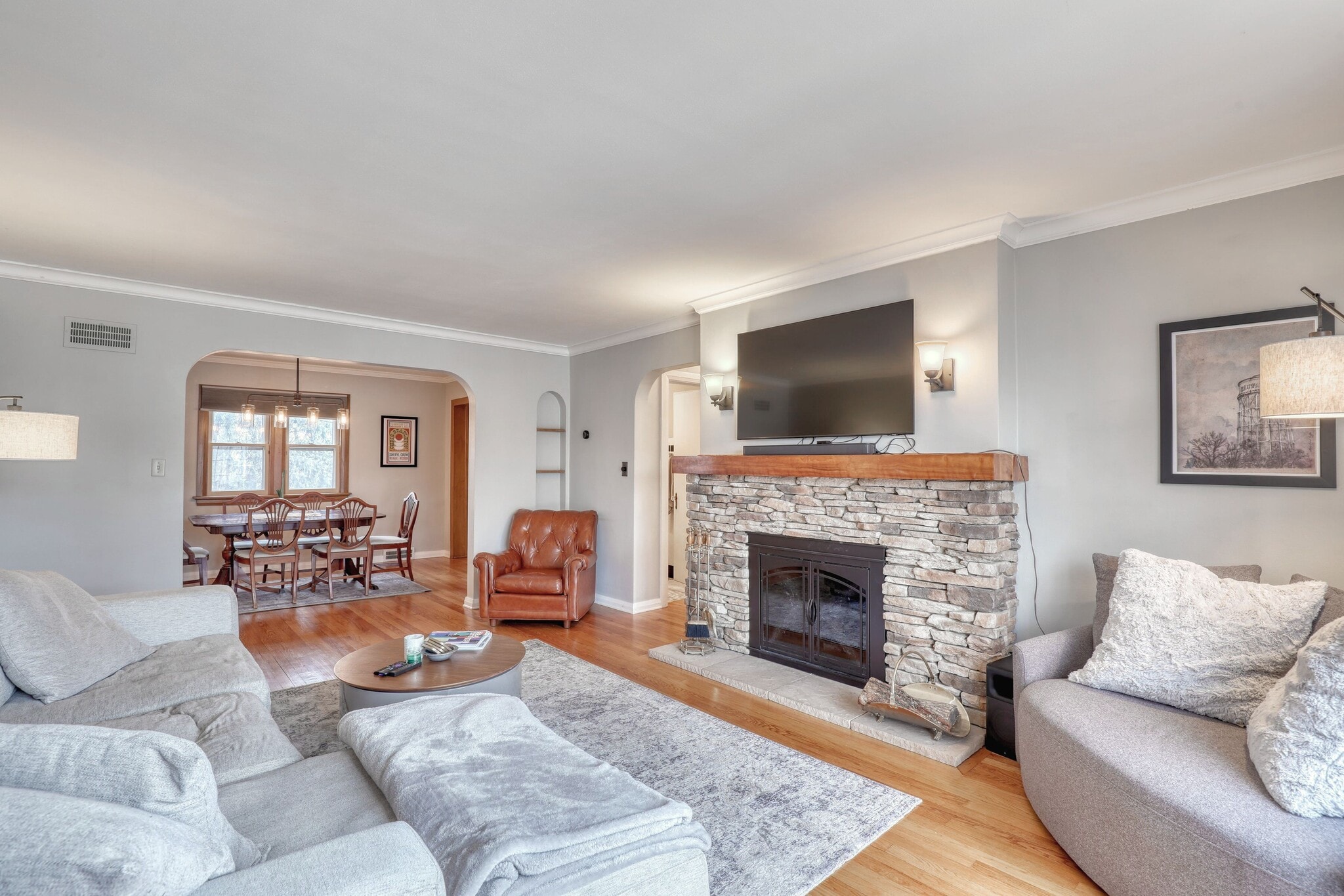 Large living room with working fireplace - 6132 W Wells St